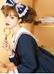 Star Falling Series OP Navy Blue Sweet Lolita Navy Collar Long Sleeve Dress