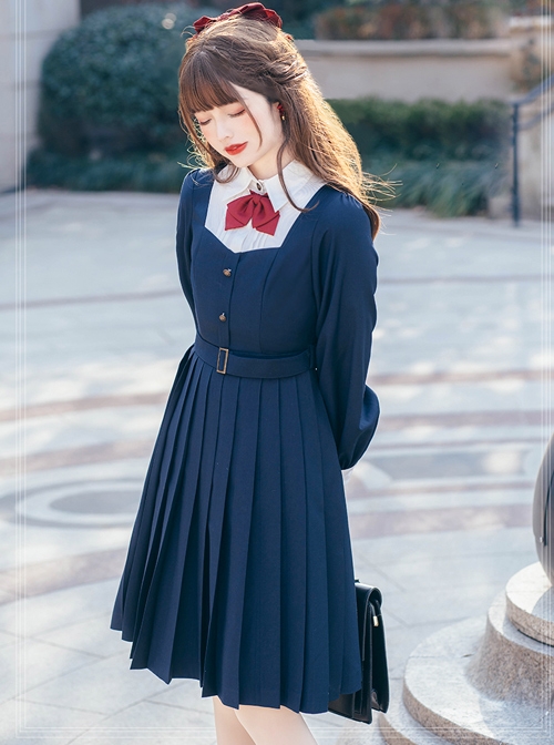 Top Student Series Pleated Dress School Lolita Long Sleeve Dress