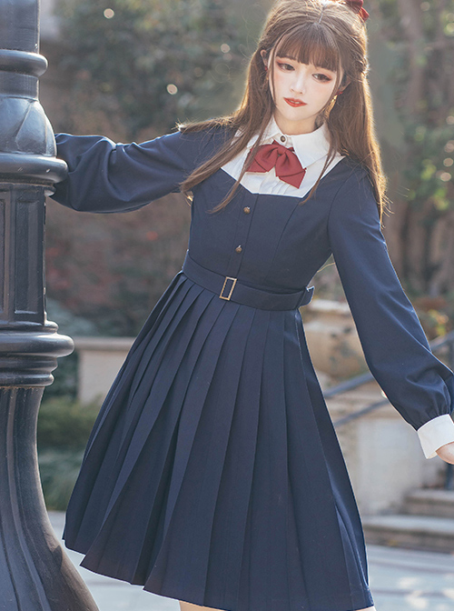 Top Student Series Pleated Dress School Lolita Long Sleeve Dress