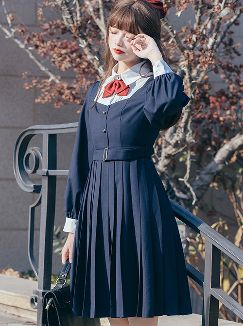 Top Student Series Pleated Dress School Lolita Long Sleeve Dress