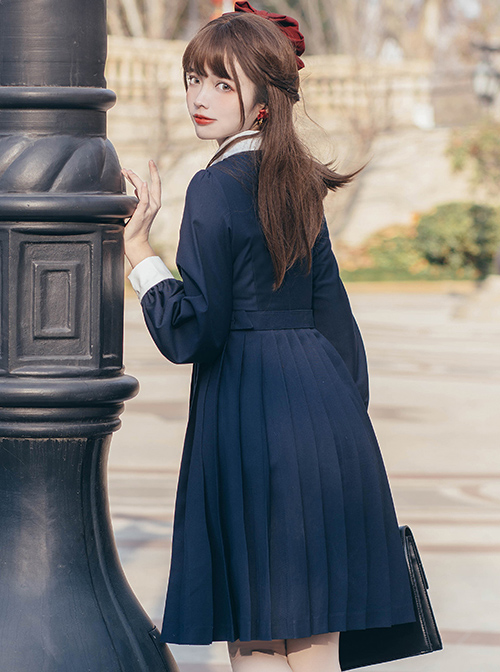 Top Student Series Pleated Dress School Lolita Long Sleeve Dress