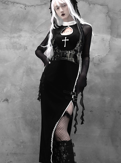 Gothic Embroidery Sexy Long Style Velvet Slim Dress