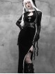 Gothic Embroidery Sexy Long Style Velvet Slim Dress