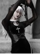 Gothic Embroidery Sexy Long Style Velvet Slim Dress