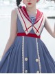 Blue Poetry Series Sailor Collar School Lolita Blue Sleeveless Dress