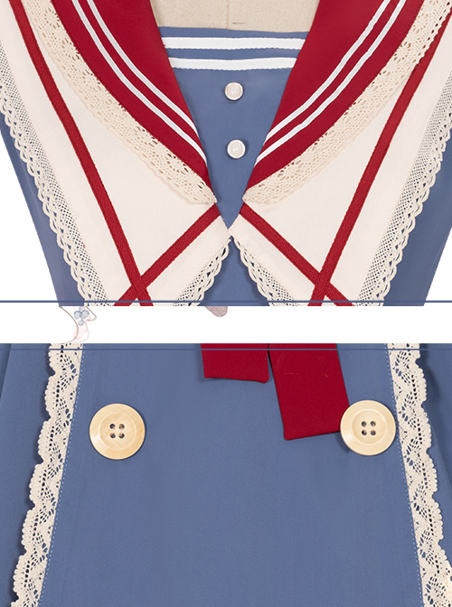 Blue Poetry Series Sailor Collar School Lolita Blue Sleeveless Dress