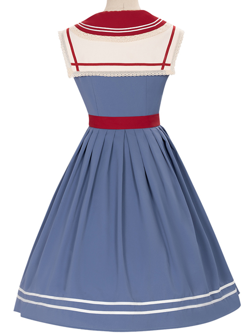 Blue Poetry Series Sailor Collar School Lolita Blue Sleeveless Dress