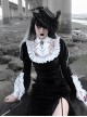 White Lace Black Velour Medieval Gothic Long Style Fishtail Dress