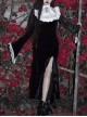 White Lace Black Velour Medieval Gothic Long Style Fishtail Dress