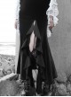 White Lace Black Velour Medieval Gothic Long Style Fishtail Dress