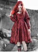 Gothic Bloody Red Rose Printing Long Sleeve Dress