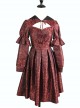Gothic Bloody Red Rose Printing Long Sleeve Dress