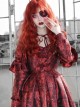 Gothic Bloody Red Rose Printing Long Sleeve Dress