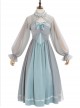 Gray Blue Chiffon Elegant JSK Classic Lolita High Waist Long Style Dress