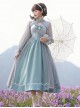 Gray Blue Chiffon Elegant JSK Classic Lolita High Waist Long Style Dress