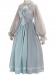 Gray Blue Chiffon Elegant JSK Classic Lolita High Waist Long Style Dress