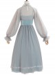 Gray Blue Chiffon Elegant JSK Classic Lolita High Waist Long Style Dress