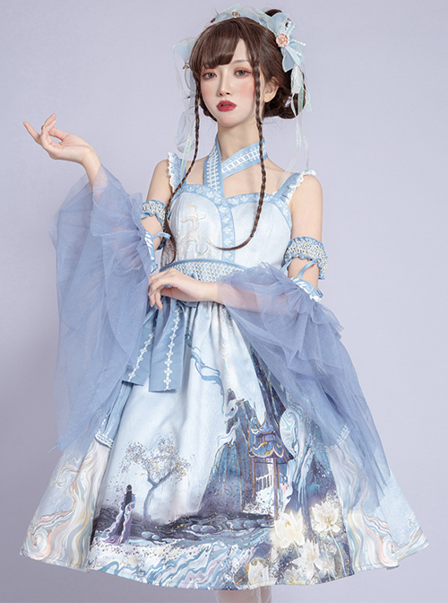 Romantic Dream In Garden Series JSK II Classic Lolita Retro Chinese Style Printing Dress