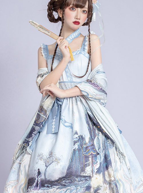 Romantic Dream In Garden Series JSK II Classic Lolita Retro Chinese Style Printing Dress