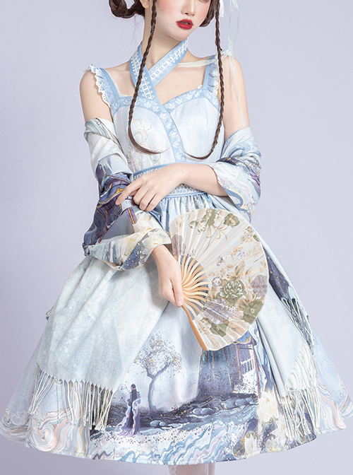 Romantic Dream In Garden Series JSK II Classic Lolita Retro Chinese Style Printing Dress