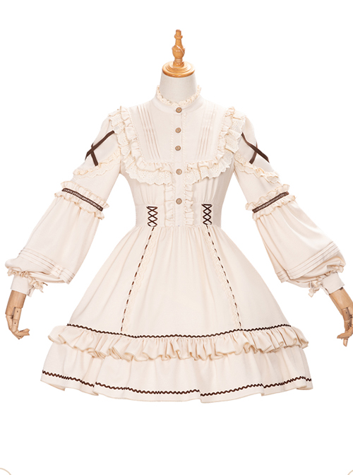 Shepherdess Series Elegant Pastoral Style Classic Lolita Detachable Hem Long Sleeve Dress