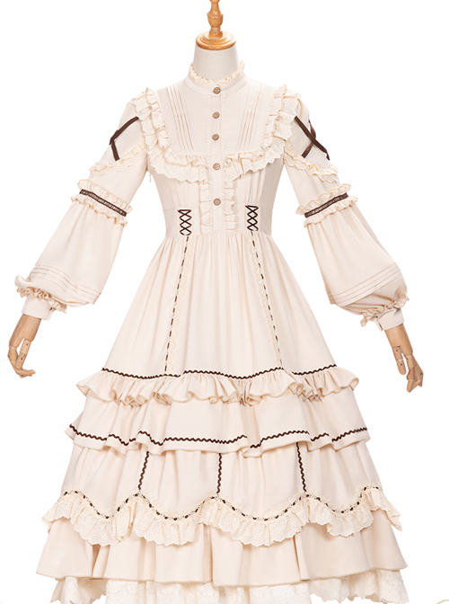 Shepherdess Series Elegant Pastoral Style Classic Lolita Detachable Hem Long Sleeve Dress