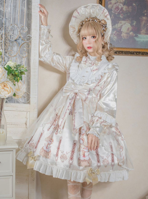 Finch And Cream Flower Series OP Sweet Lolita Long Sleeve Dress