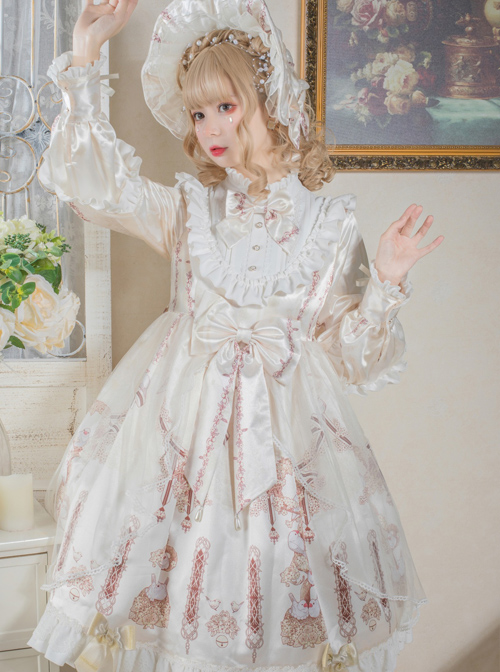 Finch And Cream Flower Series OP Sweet Lolita Long Sleeve Dress