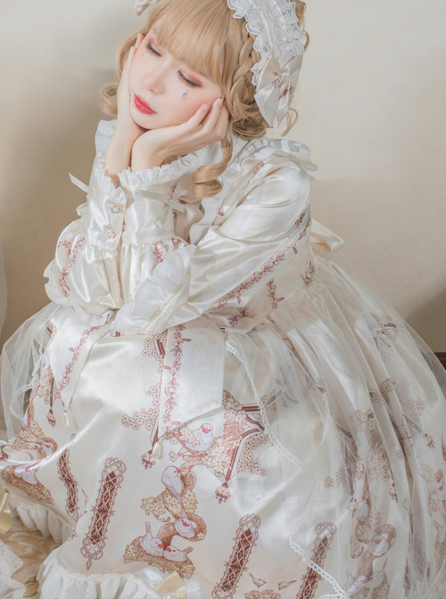 Finch And Cream Flower Series OP Sweet Lolita Long Sleeve Dress