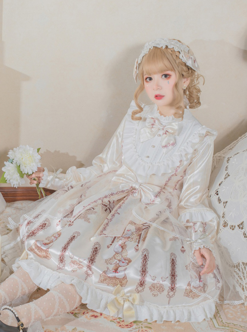 Finch And Cream Flower Series OP Sweet Lolita Long Sleeve Dress