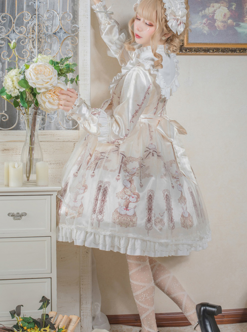 Finch And Cream Flower Series OP Sweet Lolita Long Sleeve Dress