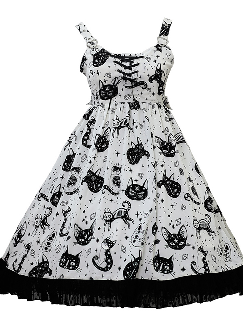 Diamond Star Meow Series Darkness Gothic Lolita Sling Dress