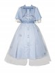 Iris Flower Series OP Butterfly Sleeve Embroidery Blue Classic Lolita Short Sleeve Dress