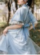 Iris Flower Series OP Butterfly Sleeve Embroidery Blue Classic Lolita Short Sleeve Dress