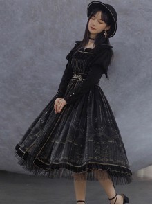 Starshine Stone Series OP Classic Lolita Velour Printing Long Sleeve Dress