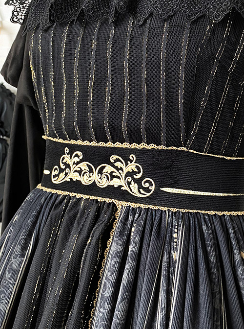 Starshine Stone Series OP Classic Lolita Velour Printing Long Sleeve Dress