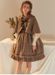 Little Detective Series JSK School Lolita Brown Plaid Sling Dress And Cloak