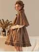 Little Detective Series JSK School Lolita Brown Plaid Sling Dress And Cloak