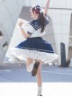 Blue And White Splicing School Lolita Short Sleeve Shirt And Skirt Set