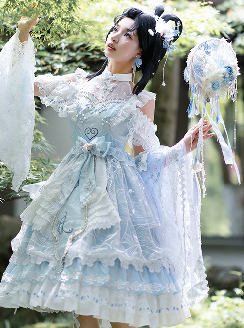 Light Blue Butterfly Classic Lolita Gorgeous Tea Party Dress