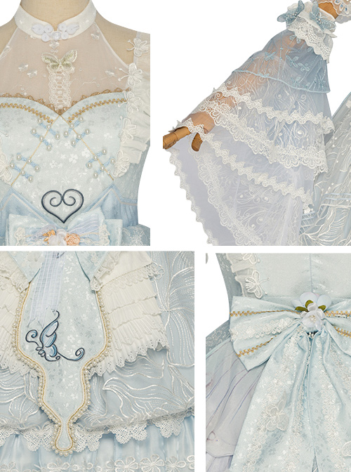 Light Blue Butterfly Classic Lolita Gorgeous Tea Party Dress