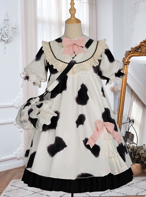 Dairy Cattle Puffs Series OP Cute Printing Sweet Lolita Short Sleeve Dress