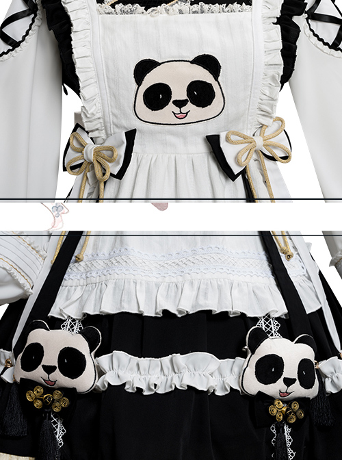 Panda Buns Shop Series OP Cute Shop Assistant Clothes Sweet Lolita Retro Long Sleeve Dress