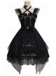 Night Elf Series JSK Black Lace Retro Elegant Gothic Lolita Sling Dress