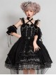 Night Elf Series JSK Black Lace Retro Elegant Gothic Lolita Sling Dress