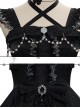 Night Elf Series JSK Black Lace Retro Elegant Gothic Lolita Sling Dress