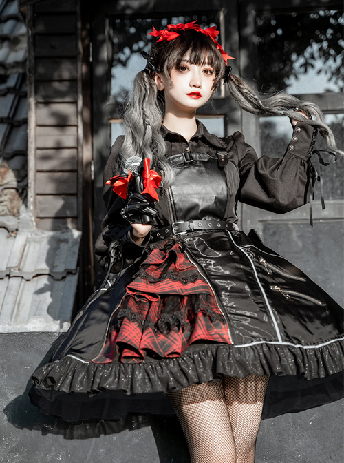 Dimly Light Series JSK Rock Cyberpunk Gothic Lolita Sling Dress