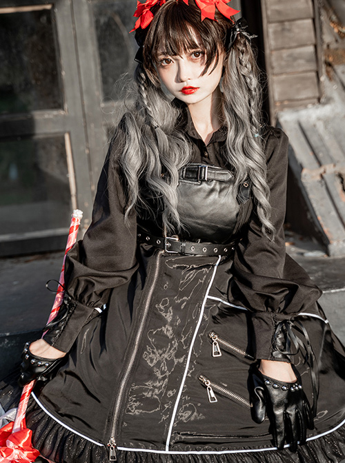 Dimly Light Series JSK Rock Cyberpunk Gothic Lolita Sling Dress