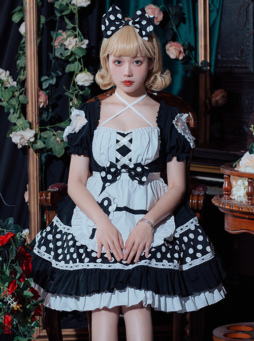 The Love Strawberries Series Polka Dot Printing Sweet Lolita Short Sleeve Dress