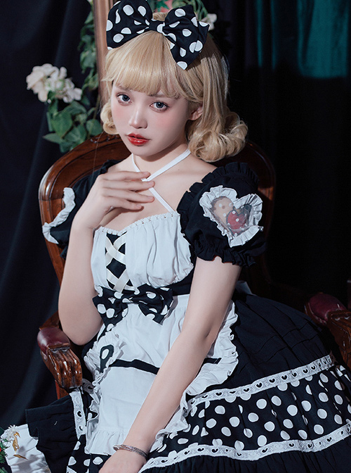 The Love Strawberries Series Polka Dot Printing Sweet Lolita Short Sleeve Dress
